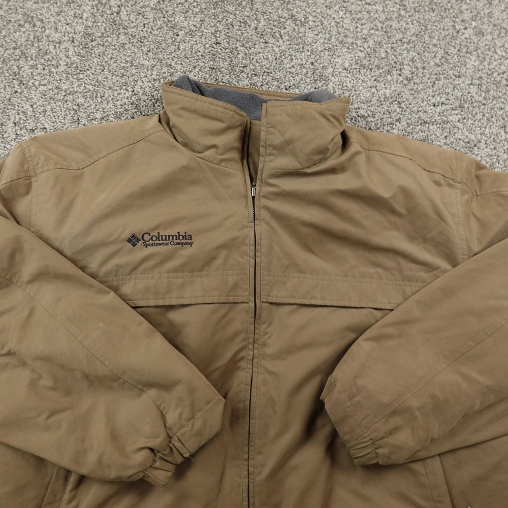 VTG Columbia Jacket Mens XL Brown Fleece Lined Windbreaker Bomber Zip Coat Hike - Picture 4 of 15
